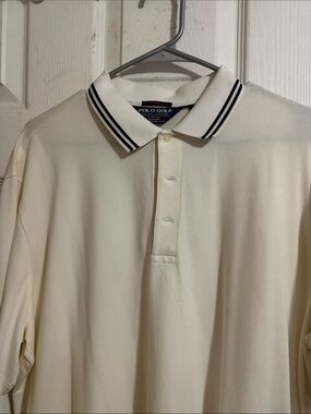 Polo Golf Cream Short-Sleeve Polo with Black-Trim Collar